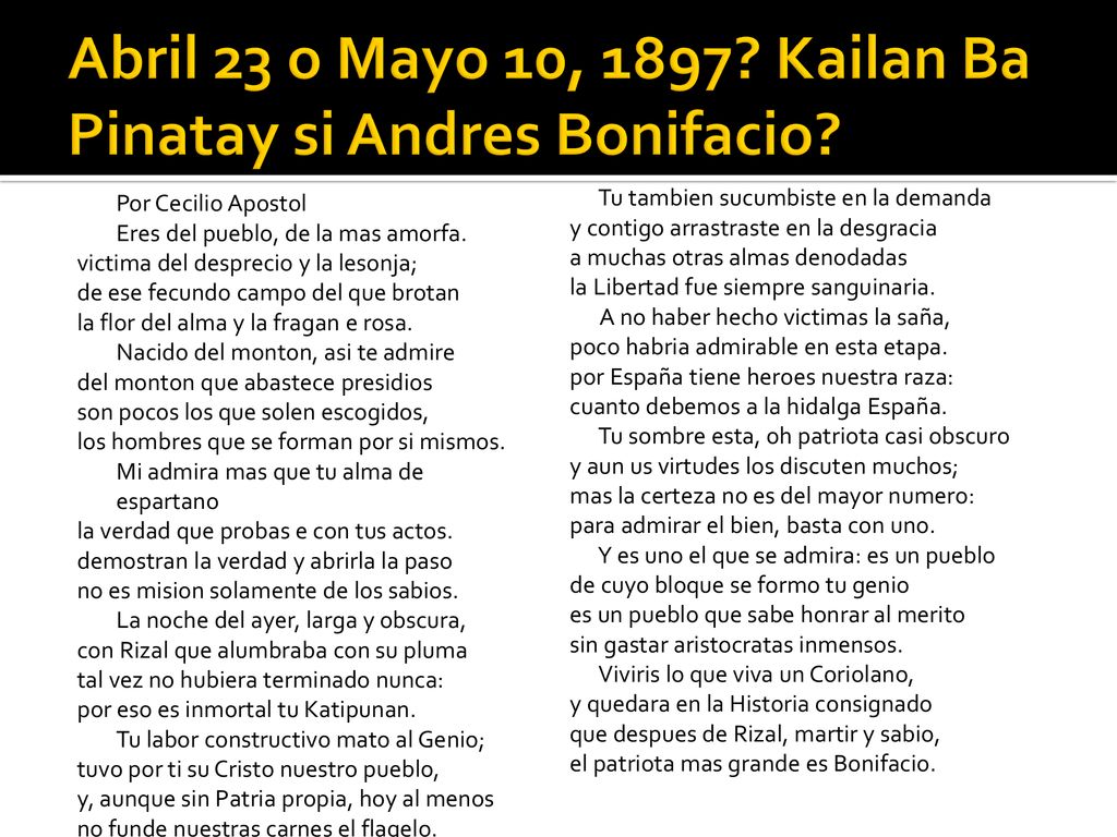 Abril 23 o Mayo 10, 1897 Kailan Ba Pinatay si Andres Bonifacio