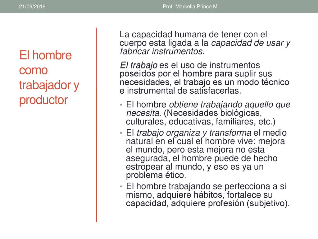 El hombre como trabajador y productor