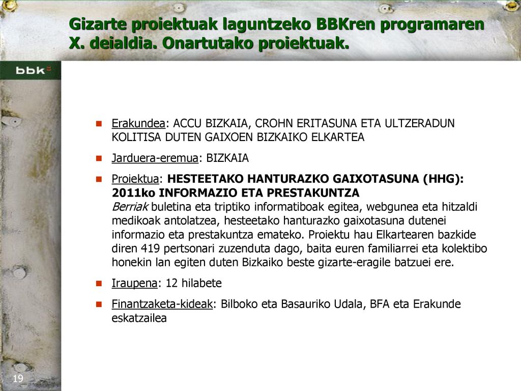 Erakundea: ACCU BIZKAIA, CROHN ERITASUNA ETA ULTZERADUN KOLITISA DUTEN GAIXOEN BIZKAIKO ELKARTEA
