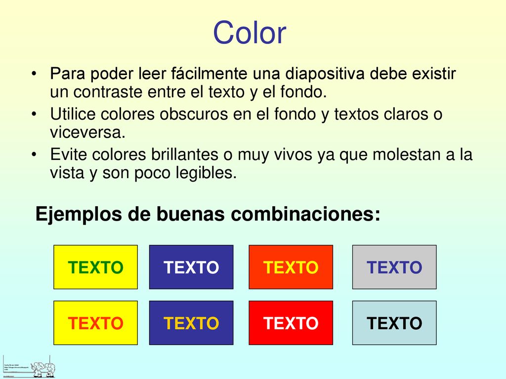 Color Ejemplos de buenas combinaciones: