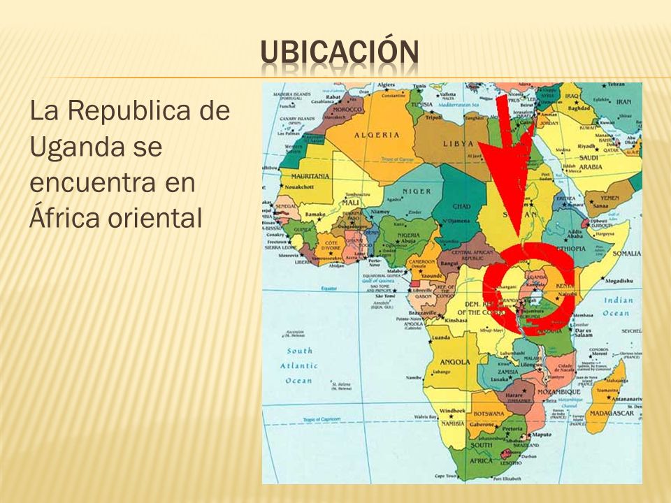 Ubicación La Republica de Uganda se encuentra en África oriental