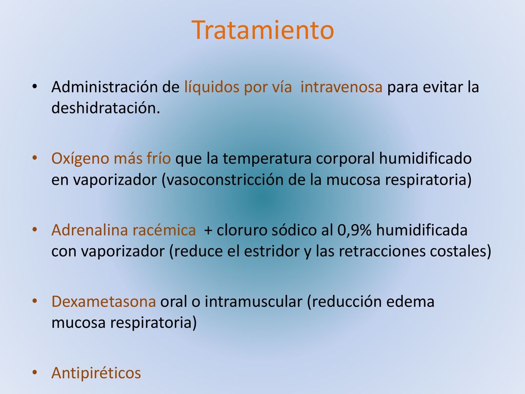 Tratamiento Administración de líquidos por vía intravenosa para evitar la deshidratación.