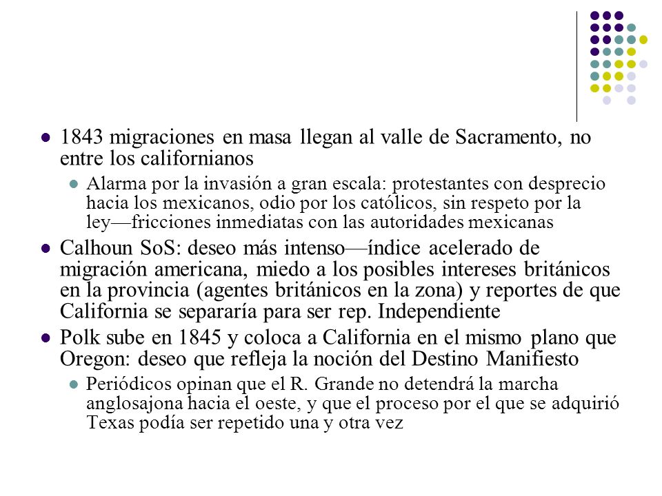 1843 migraciones en masa llegan al valle de Sacramento, no entre los californianos