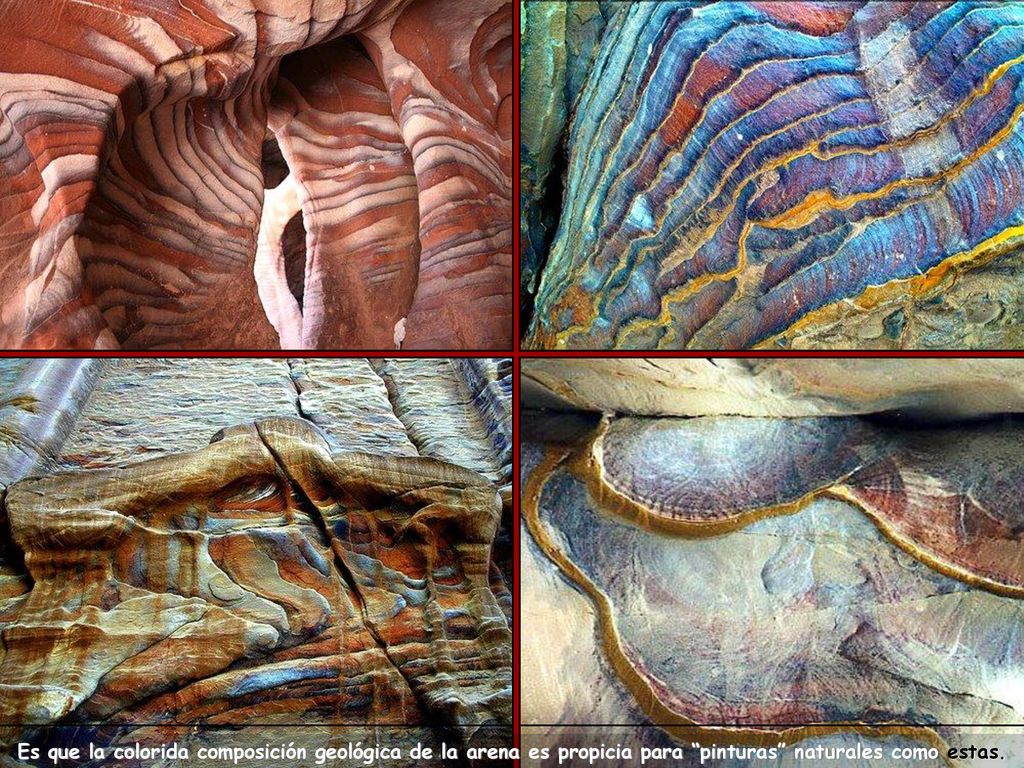 Es que la colorida composición geológica de la arena es propicia para pinturas naturales como estas.