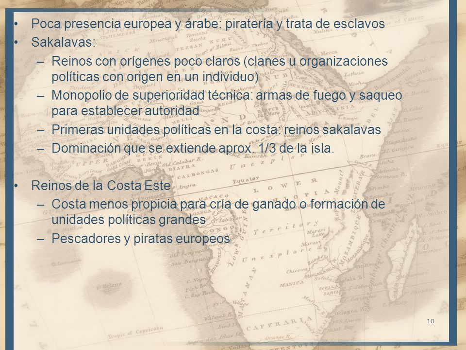Poca presencia europea y árabe: piratería y trata de esclavos