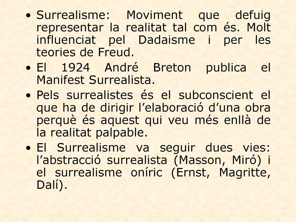 Surrealisme: Moviment que defuig representar la realitat tal com és