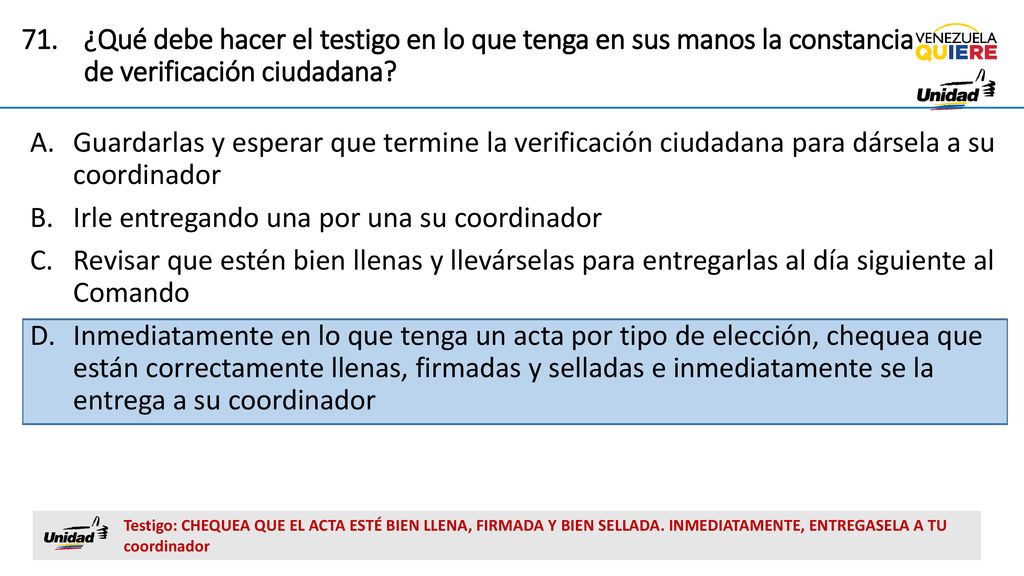Irle entregando una por una su coordinador