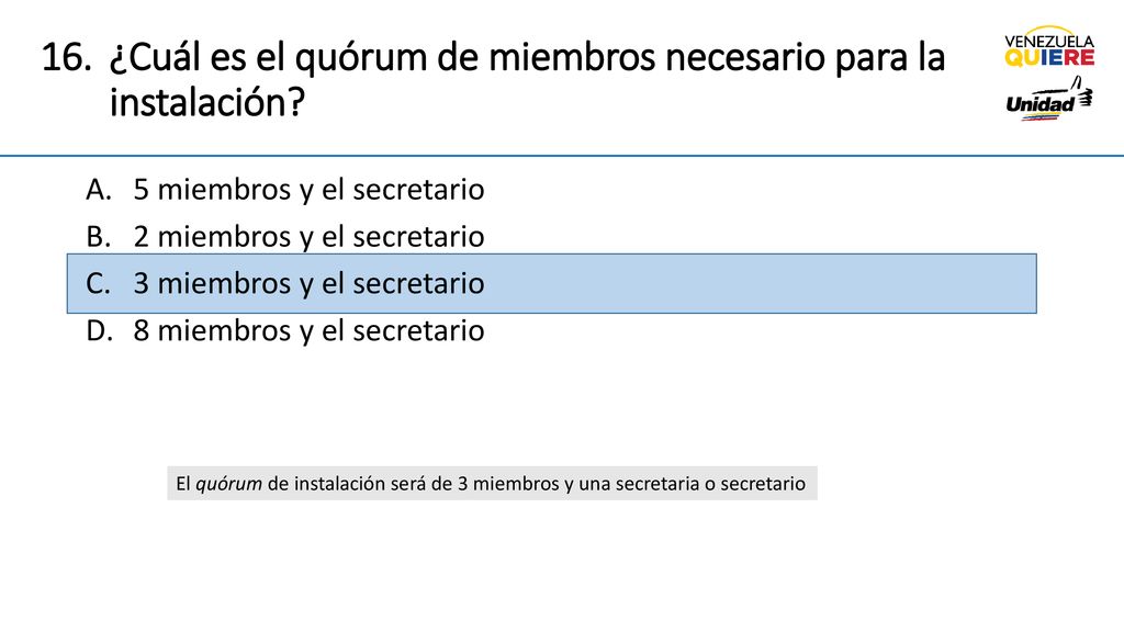 ¿Cuál es el quórum de miembros necesario para la instalación