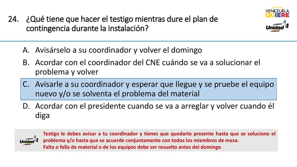 Avisárselo a su coordinador y volver el domingo