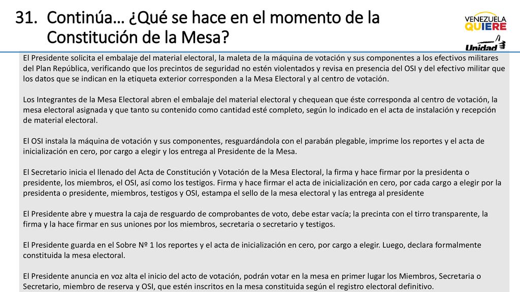 Continúa… ¿Qué se hace en el momento de la Constitución de la Mesa