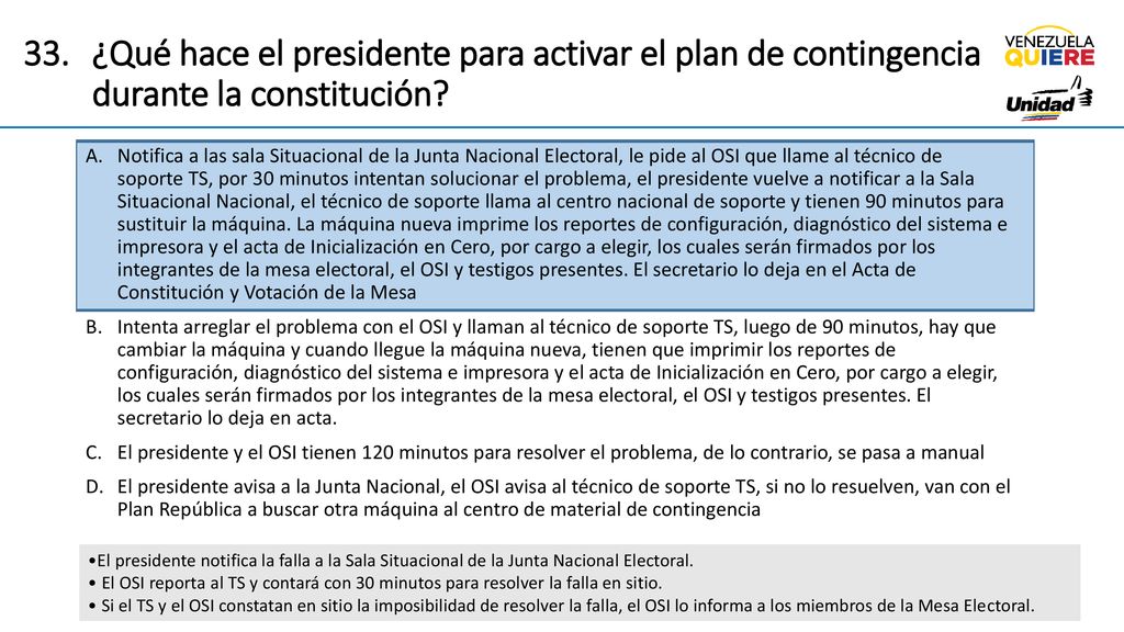 ¿Qué hace el presidente para activar el plan de contingencia durante la constitución