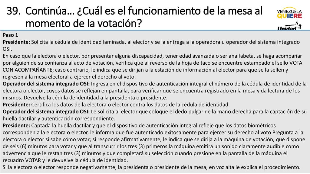 Continúa… ¿Cuál es el funcionamiento de la mesa al momento de la votación