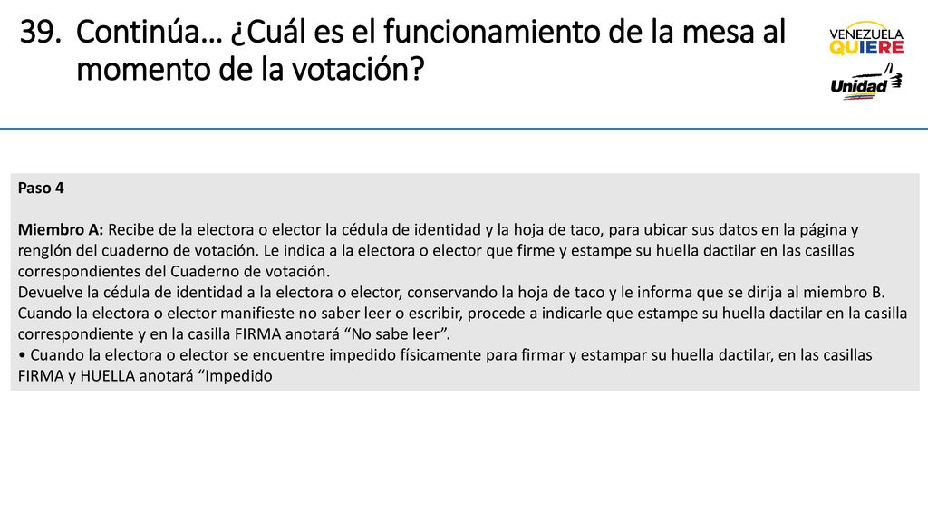 Continúa… ¿Cuál es el funcionamiento de la mesa al momento de la votación