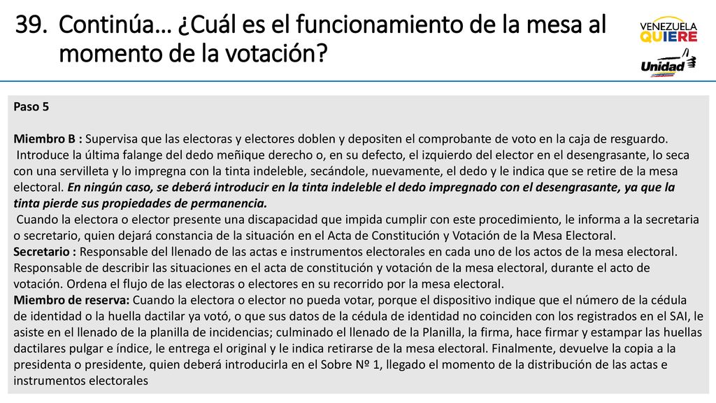 Continúa… ¿Cuál es el funcionamiento de la mesa al momento de la votación