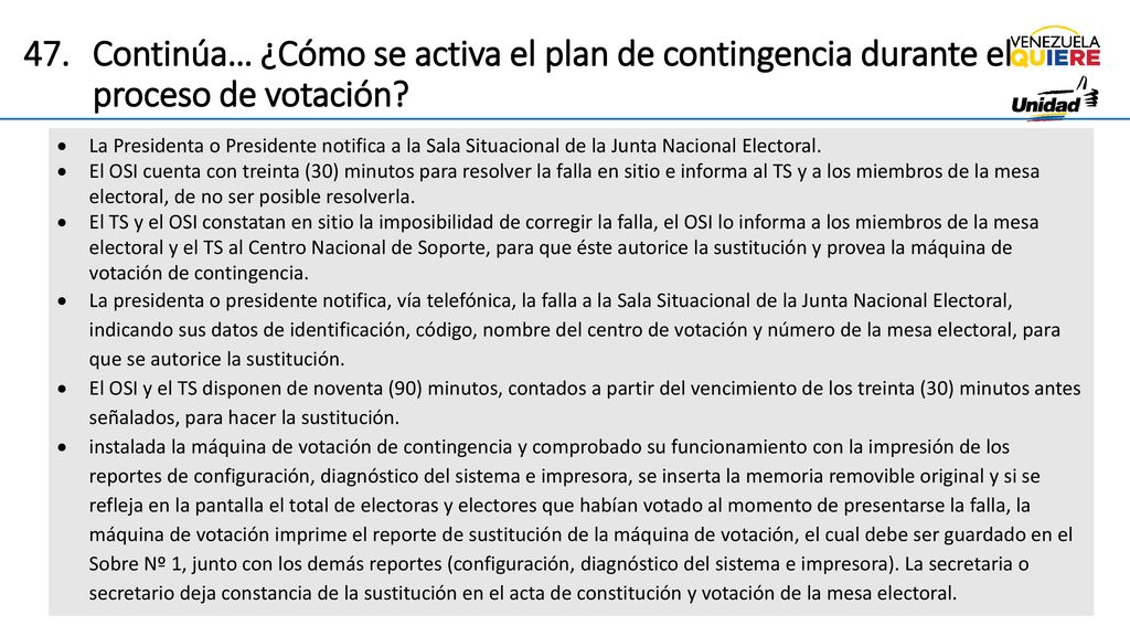 Continúa… ¿Cómo se activa el plan de contingencia durante el proceso de votación