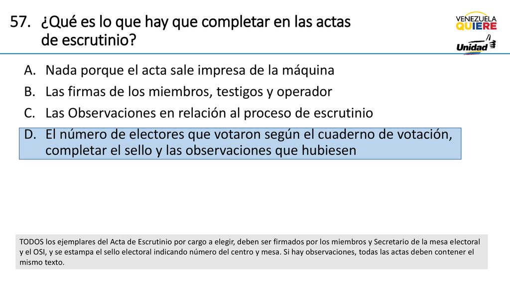 ¿Qué es lo que hay que completar en las actas de escrutinio