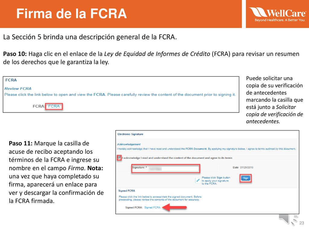 Firma de la FCRA La Sección 5 brinda una descripción general de la FCRA.