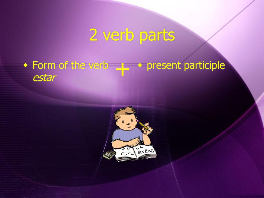 2 verb parts + Form of the verb estar present participle