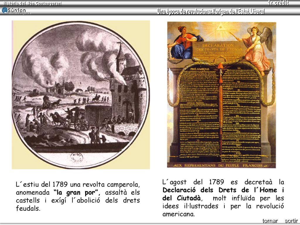 L´agost del 1789 es decretaà la Declaració dels Drets de l´Home i del Ciutadà, molt influïda per les idees il·lustrades i per la revolució americana.