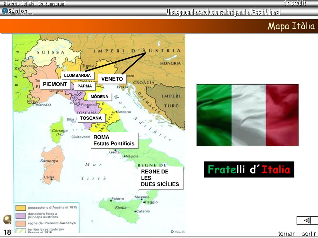 Fratelli d´Italia Mapa Itàlia 18 VENETO PIEMONT ROMA Estats Pontificis