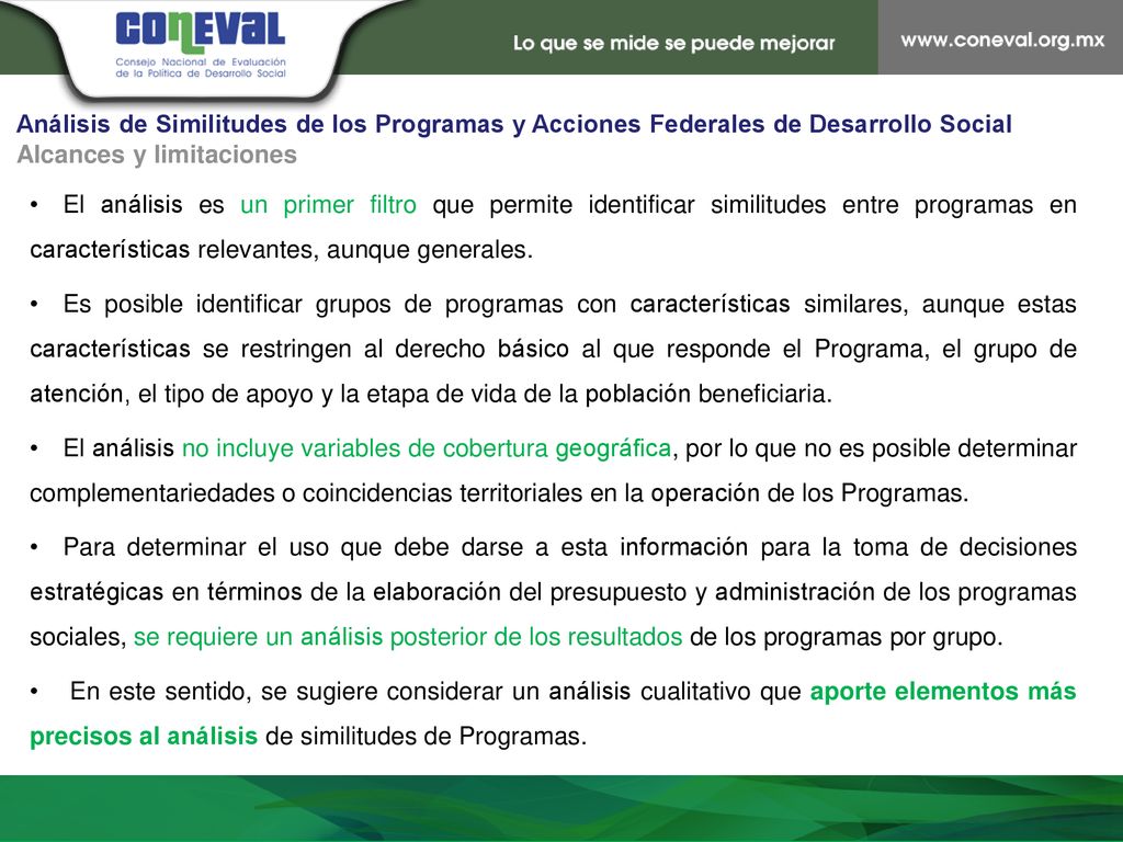 Análisis de Similitudes de los Programas y Acciones Federales de Desarrollo Social