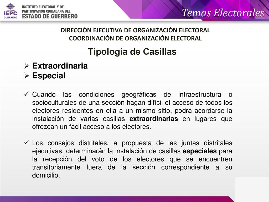 Tipología de Casillas Extraordinaria Especial