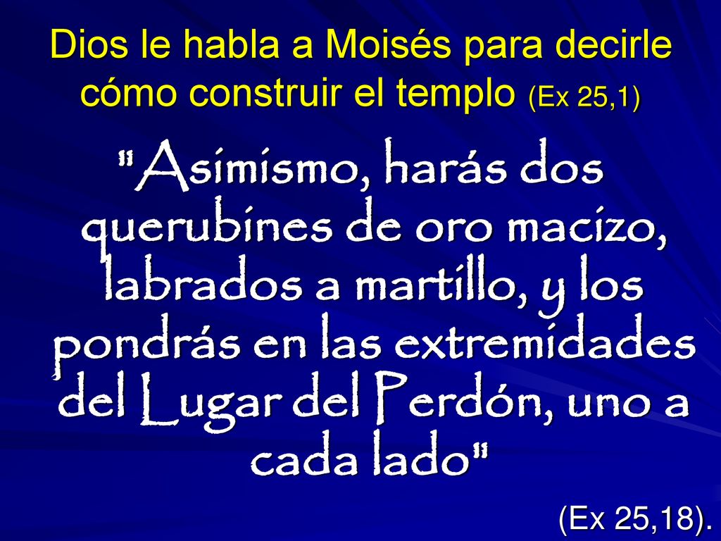 Dios le habla a Moisés para decirle cómo construir el templo (Ex 25,1)