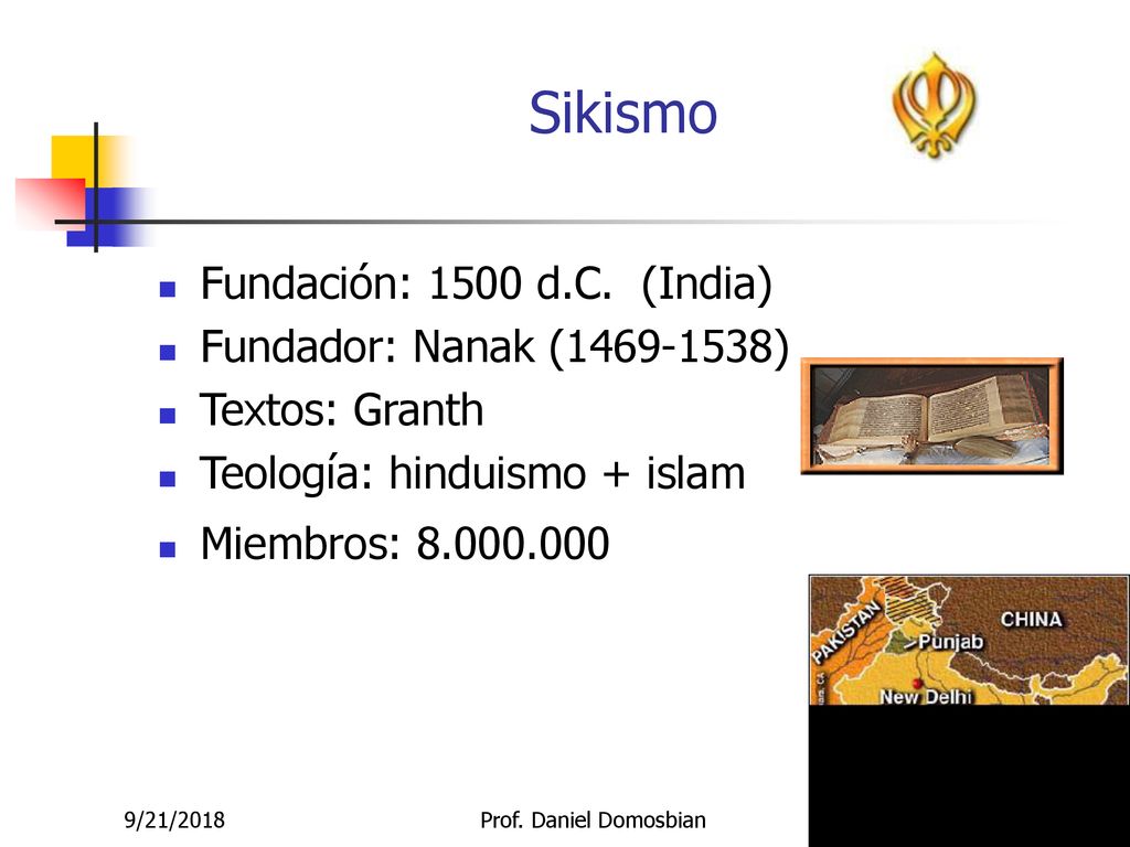 Sikismo Fundación: 1500 d.C. (India) Fundador: Nanak ( )