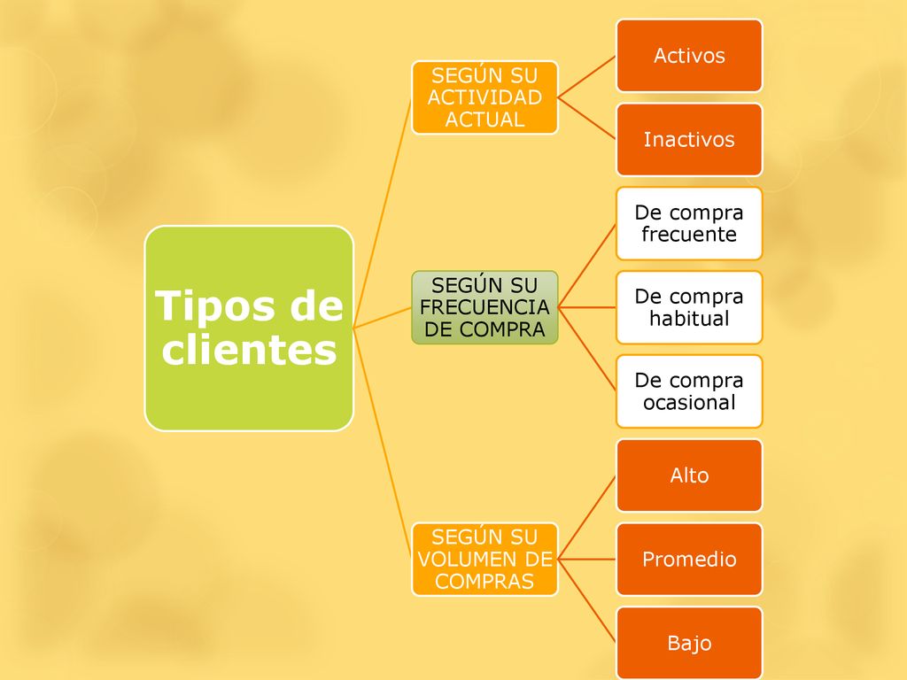 Tipos de clientes Activos SEGÚN SU ACTIVIDAD ACTUAL Inactivos