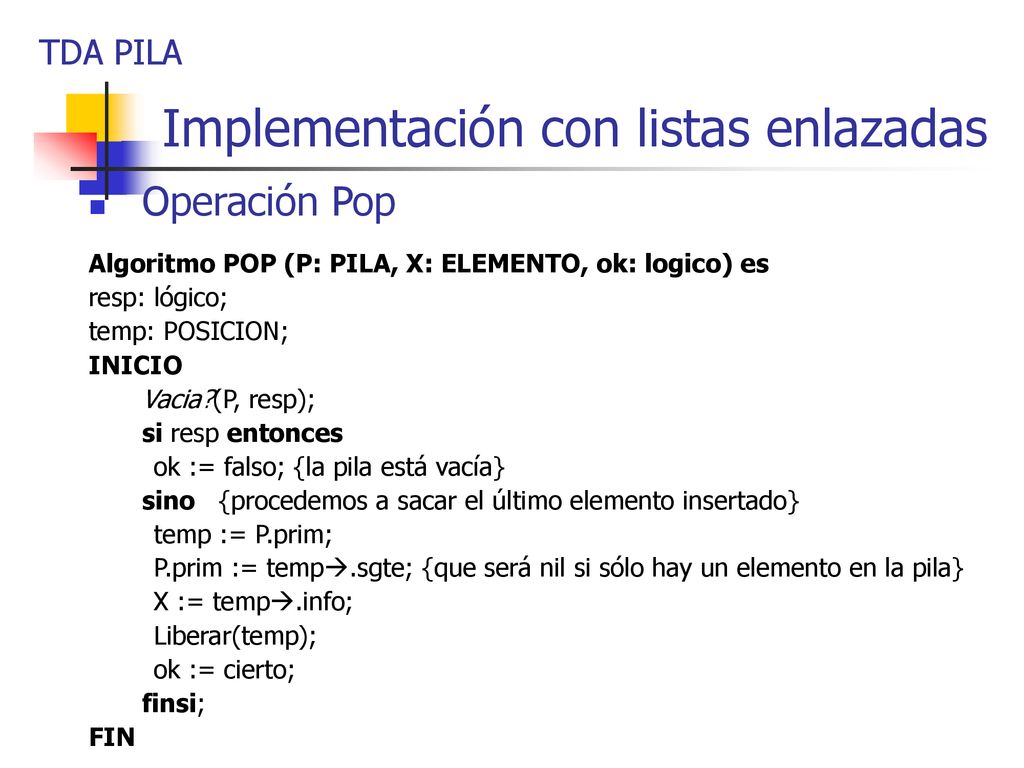 Implementación con listas enlazadas