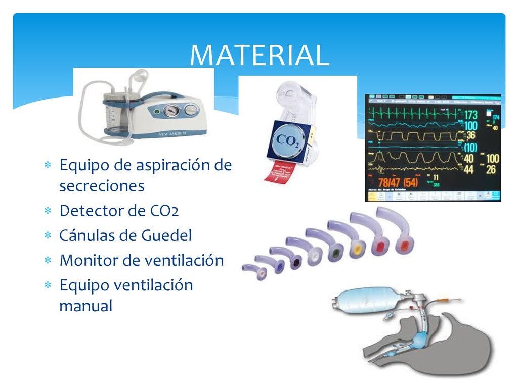 MATERIAL Equipo de aspiración de secreciones Detector de CO2