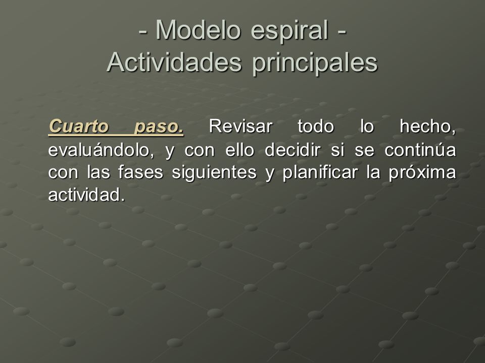 - Modelo espiral - Actividades principales