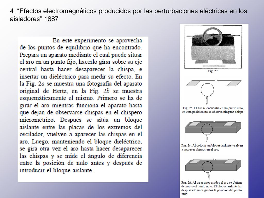 4. Efectos electromagnéticos producidos por las perturbaciones eléctricas en los aisladores 1887