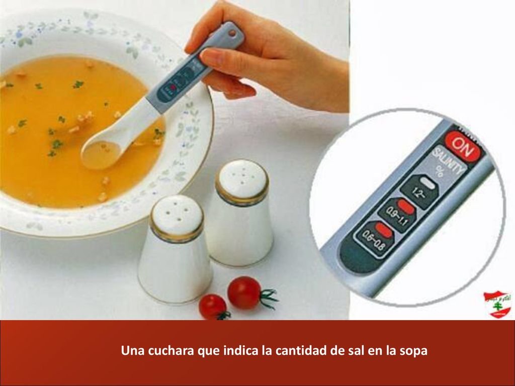 Una cuchara que indica la cantidad de sal en la sopa