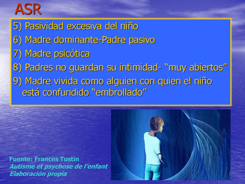 ASR 5) Pasividad excesiva del niño 6) Madre dominante-Padre pasivo