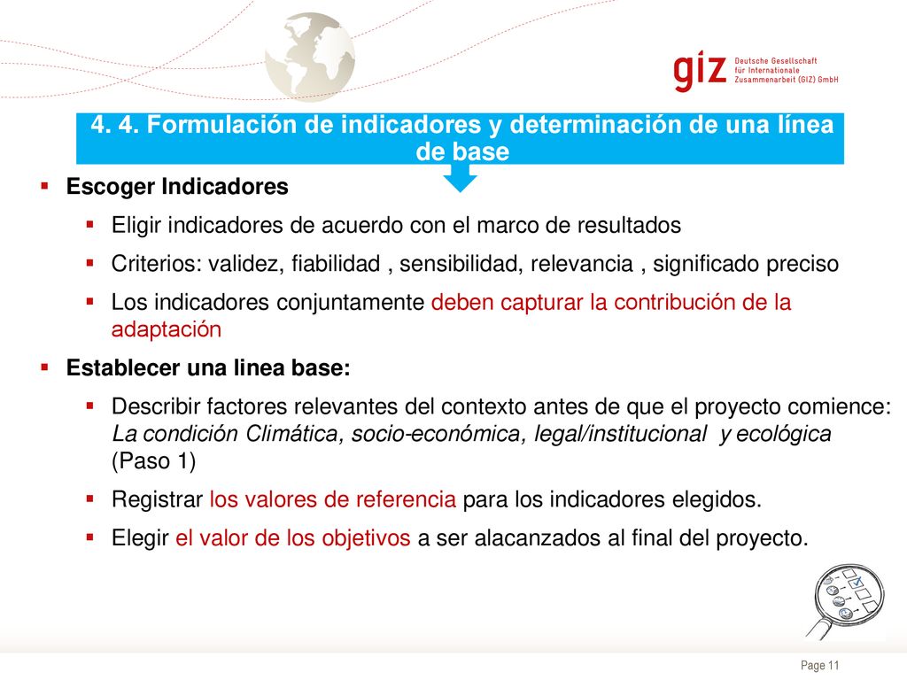 4. 4. Formulación de indicadores y determinación de una línea de base