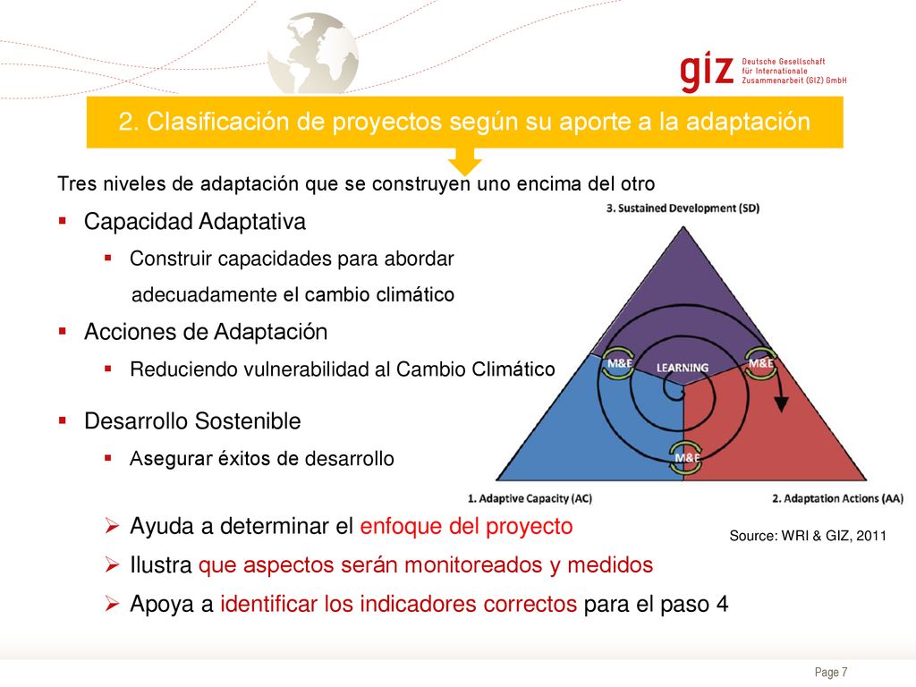 2. Clasificación de proyectos según su aporte a la adaptación