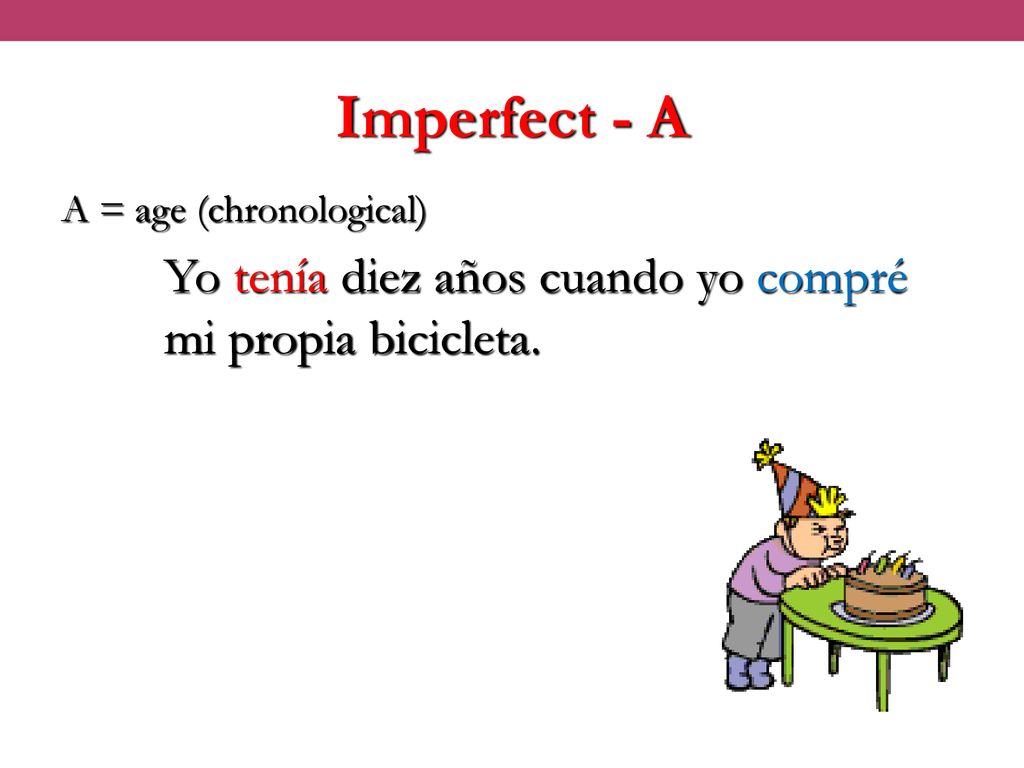 Imperfect - A Yo tenía diez años cuando yo compré mi propia bicicleta.
