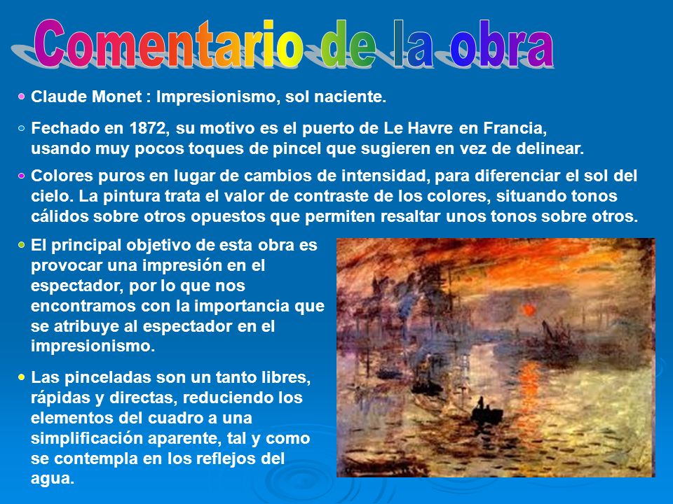 Comentario de la obra Claude Monet : Impresionismo, sol naciente.