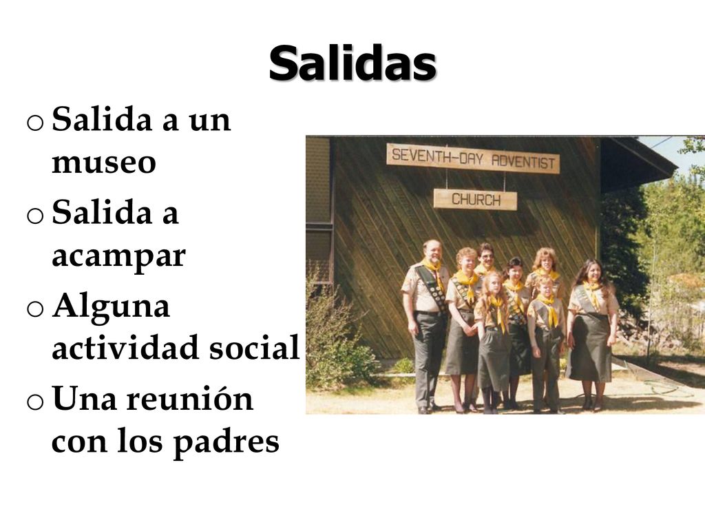 Salidas Salida a un museo Salida a acampar Alguna actividad social
