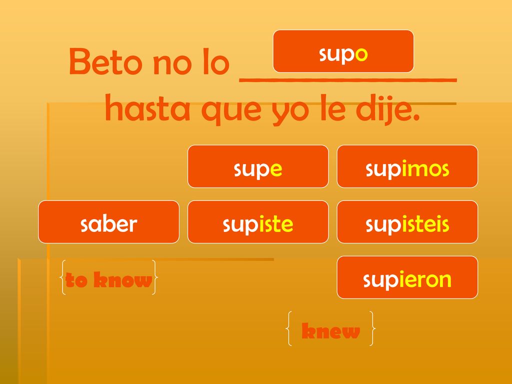 Beto no lo _____________ hasta que yo le dije.