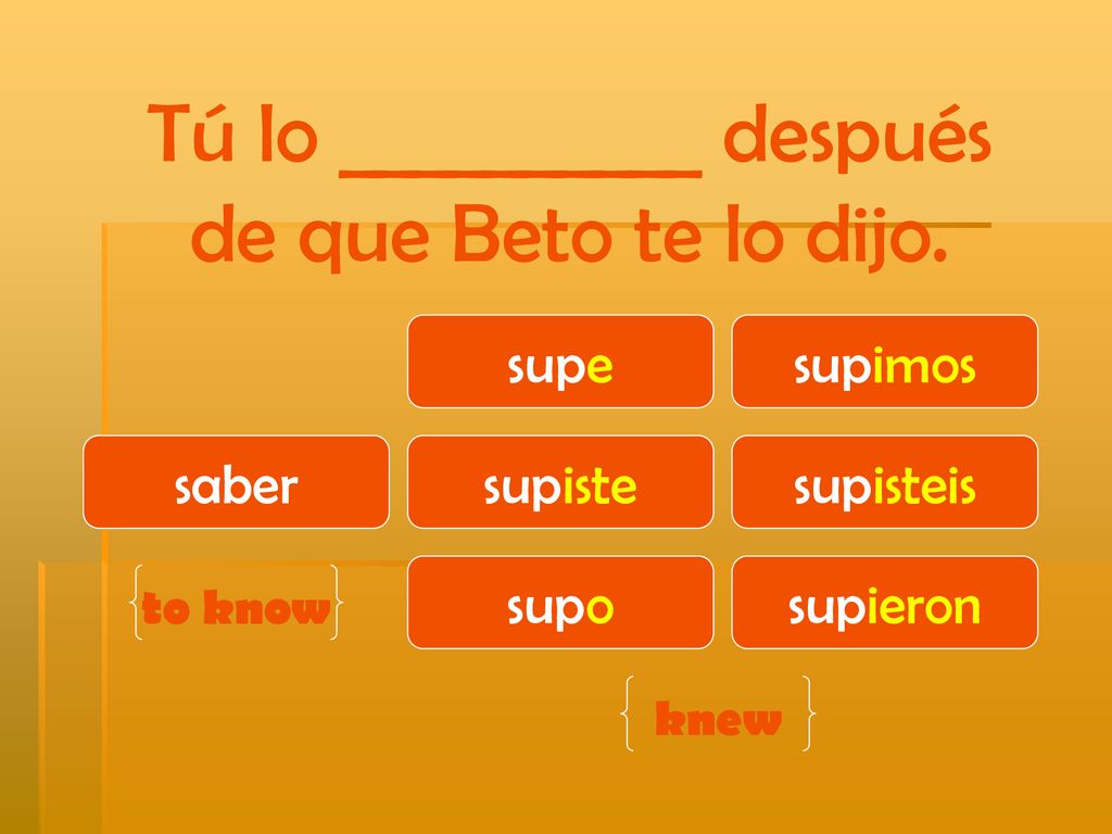 Tú lo __________ después de que Beto te lo dijo.