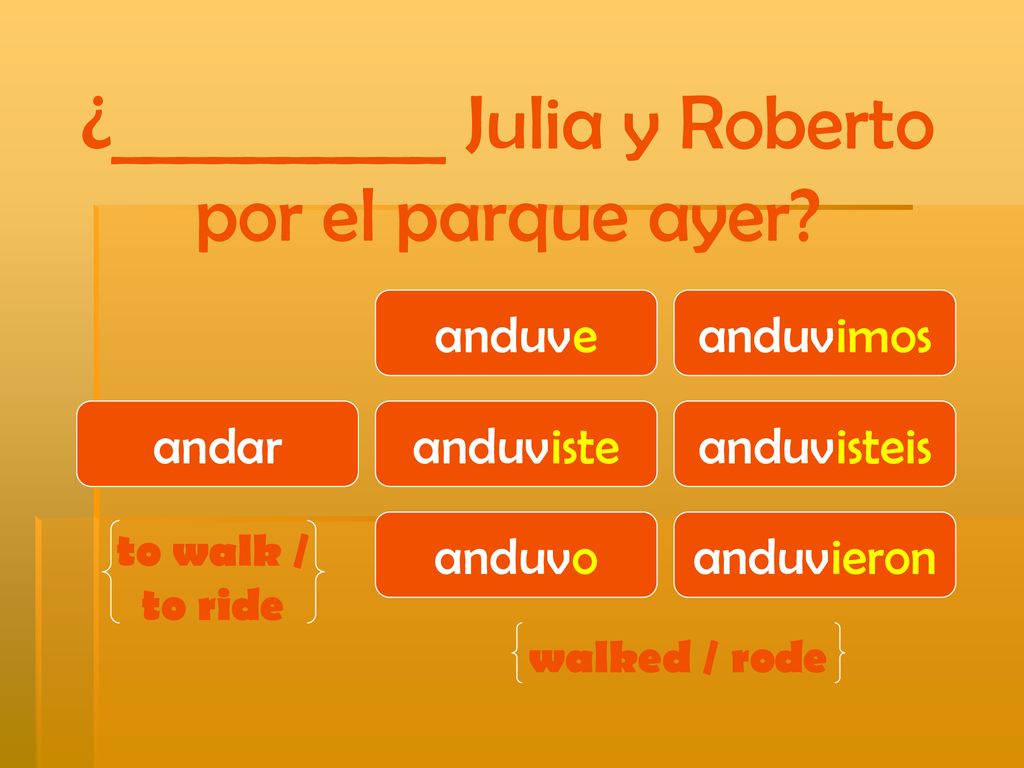 ¿__________ Julia y Roberto por el parque ayer