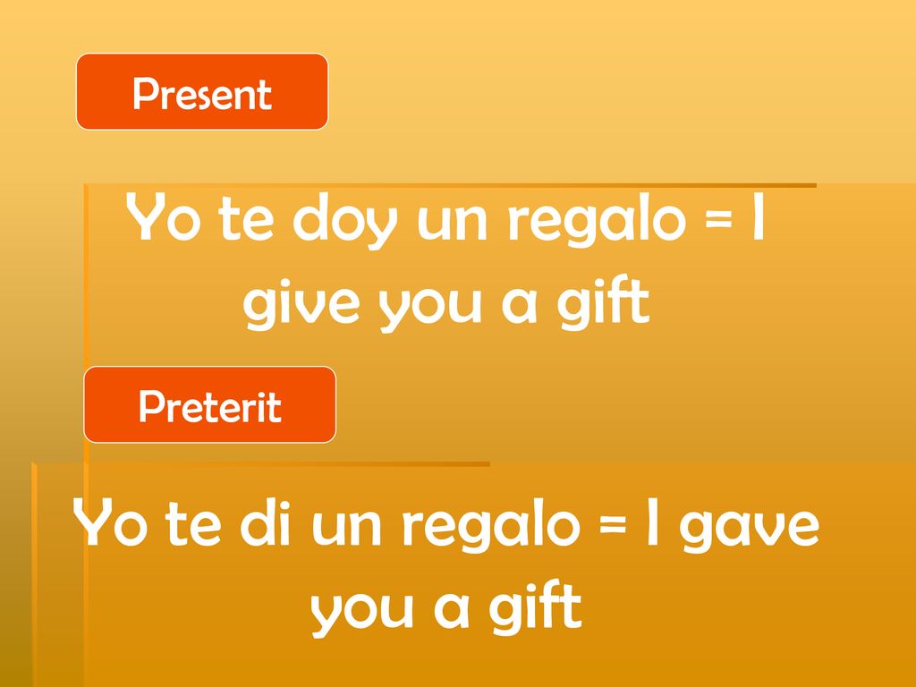 Yo te doy un regalo = I give you a gift