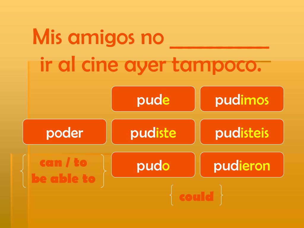 Mis amigos no __________ ir al cine ayer tampoco.