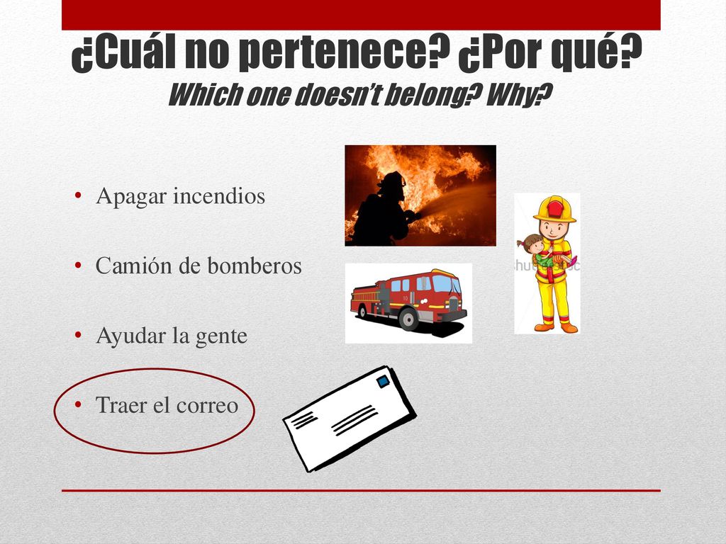 ¿Cuál no pertenece ¿Por qué Which one doesn’t belong Why