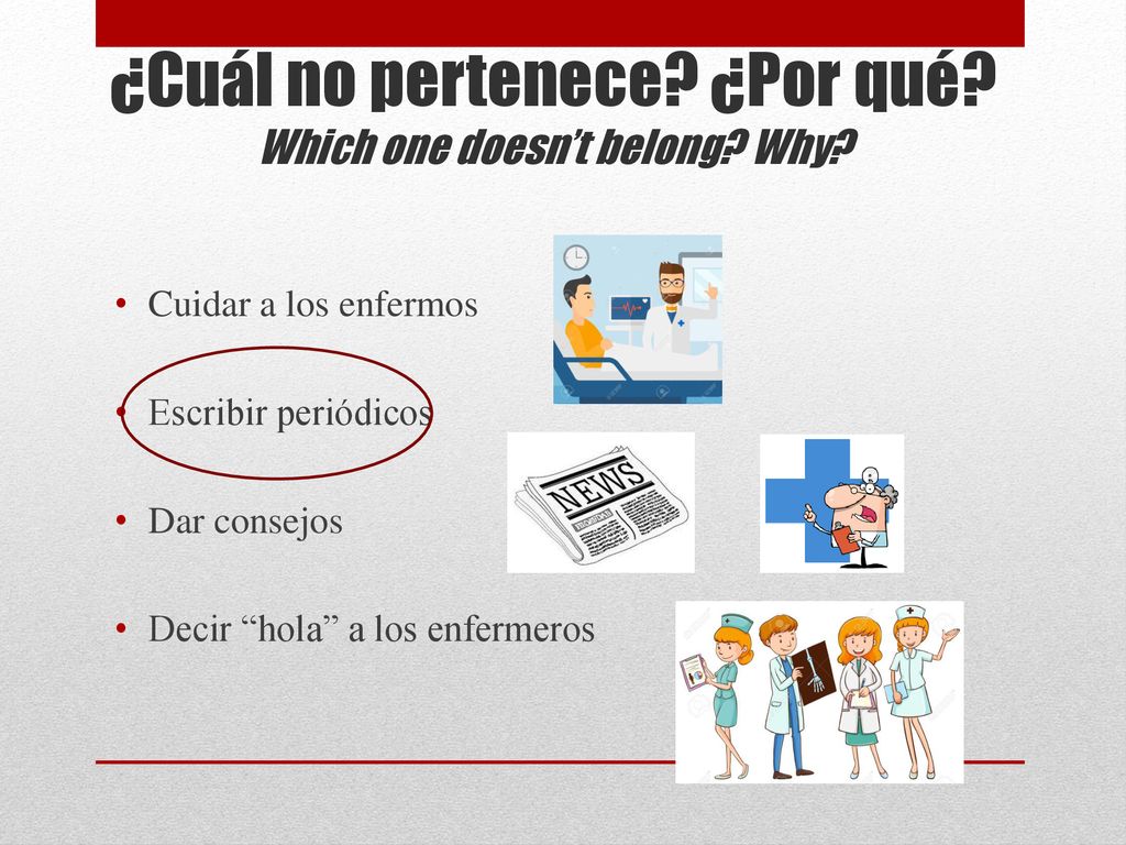 ¿Cuál no pertenece ¿Por qué Which one doesn’t belong Why