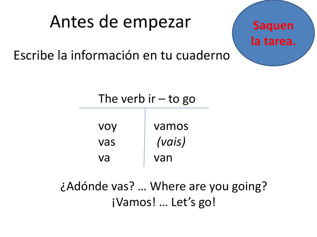 Antes de empezar Escribe la información en tu cuaderno