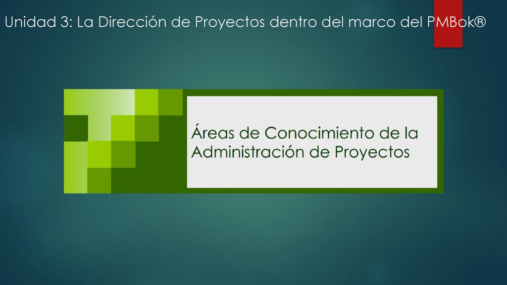 Unidad 3: La Dirección de Proyectos dentro del marco del PMBok®