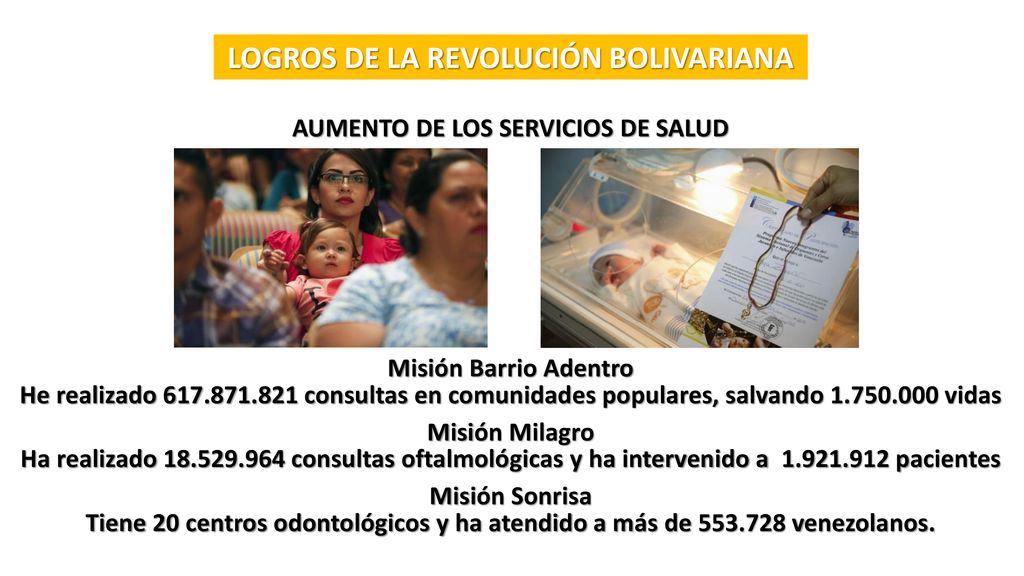 LOGROS DE LA REVOLUCIÓN BOLIVARIANA AUMENTO DE LOS SERVICIOS DE SALUD